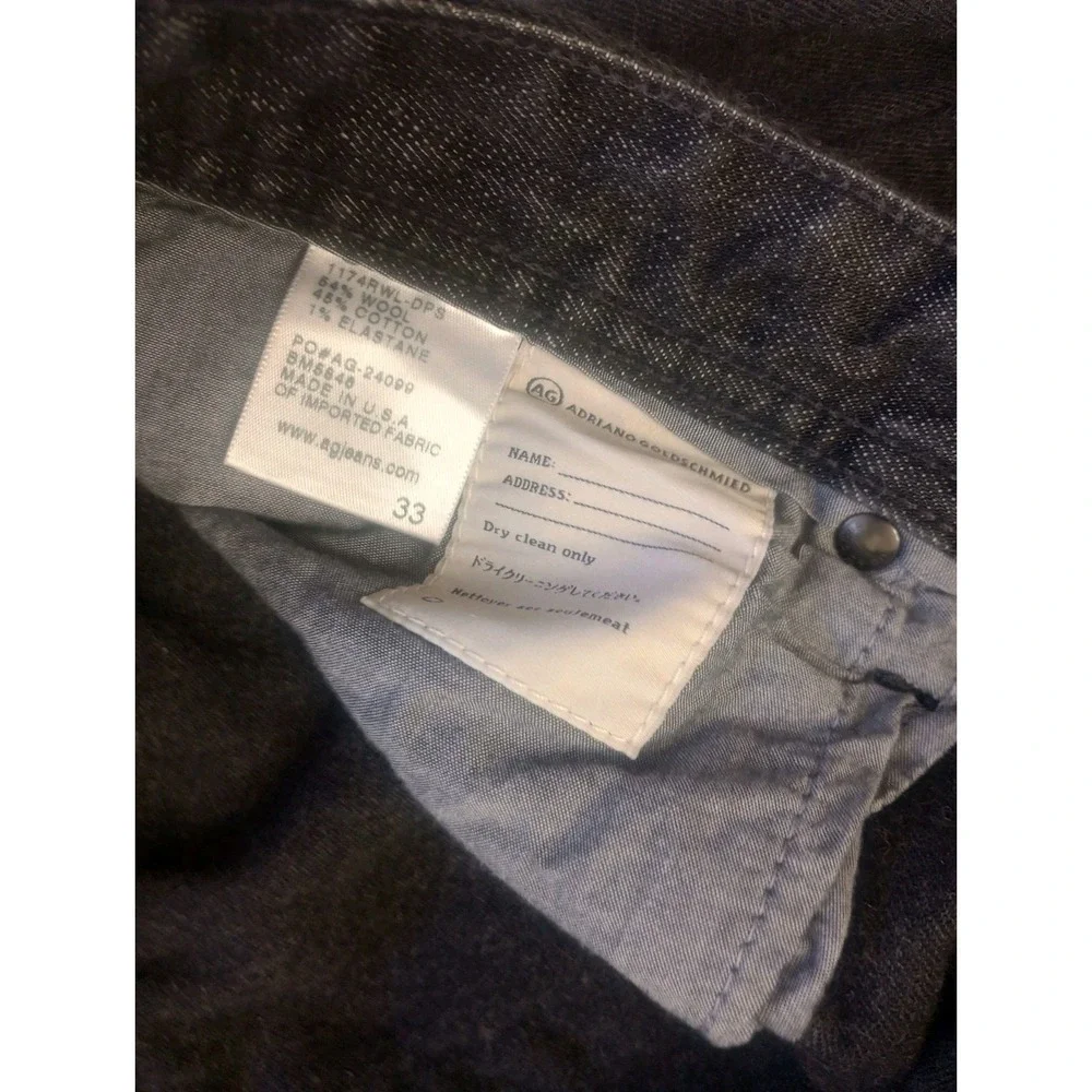 Adriano Goldschmeid AG Graduate Pants Mens 33x27 Black Wool Blend Tailored Leg
